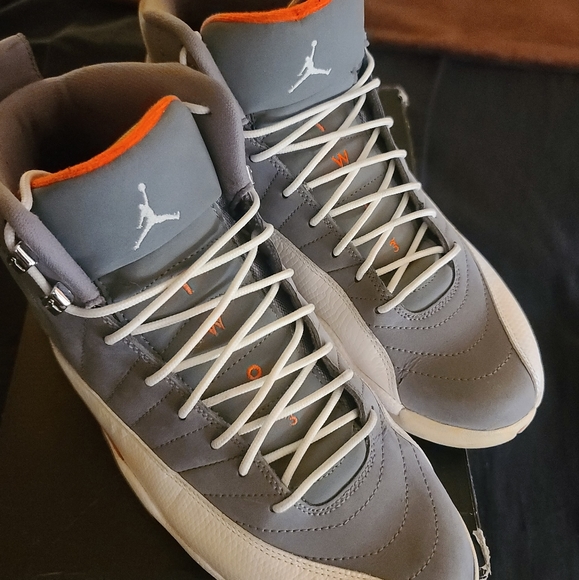Jordan Retro 12 "Cool Grey" | Shoes | Grey/White/Orange | Size: 11.5 | Sneakers - Picture 9 of 12